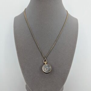 Vintage Locket Necklace Clear Glass Globe Seed Charm Gold Tone‎ Chain